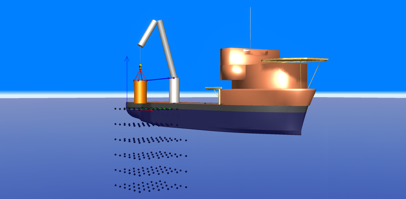 Example of lifting operation with a disturbed wave field